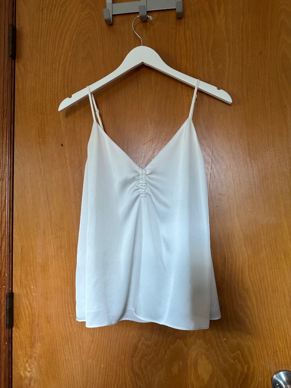 Express Ivory Ruched V Neck Camisole Top S